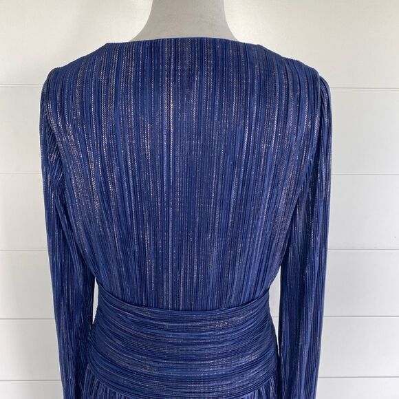 Lilly Pulitzer Jessamie Dress Low Tide Navy Foil Printed Crinkle Woven Size 10 - Picture 6 of 12